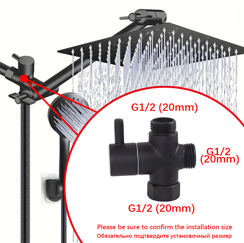Shower Valve Cartridge - أسود فضي 3 طريقة T-محول صمام